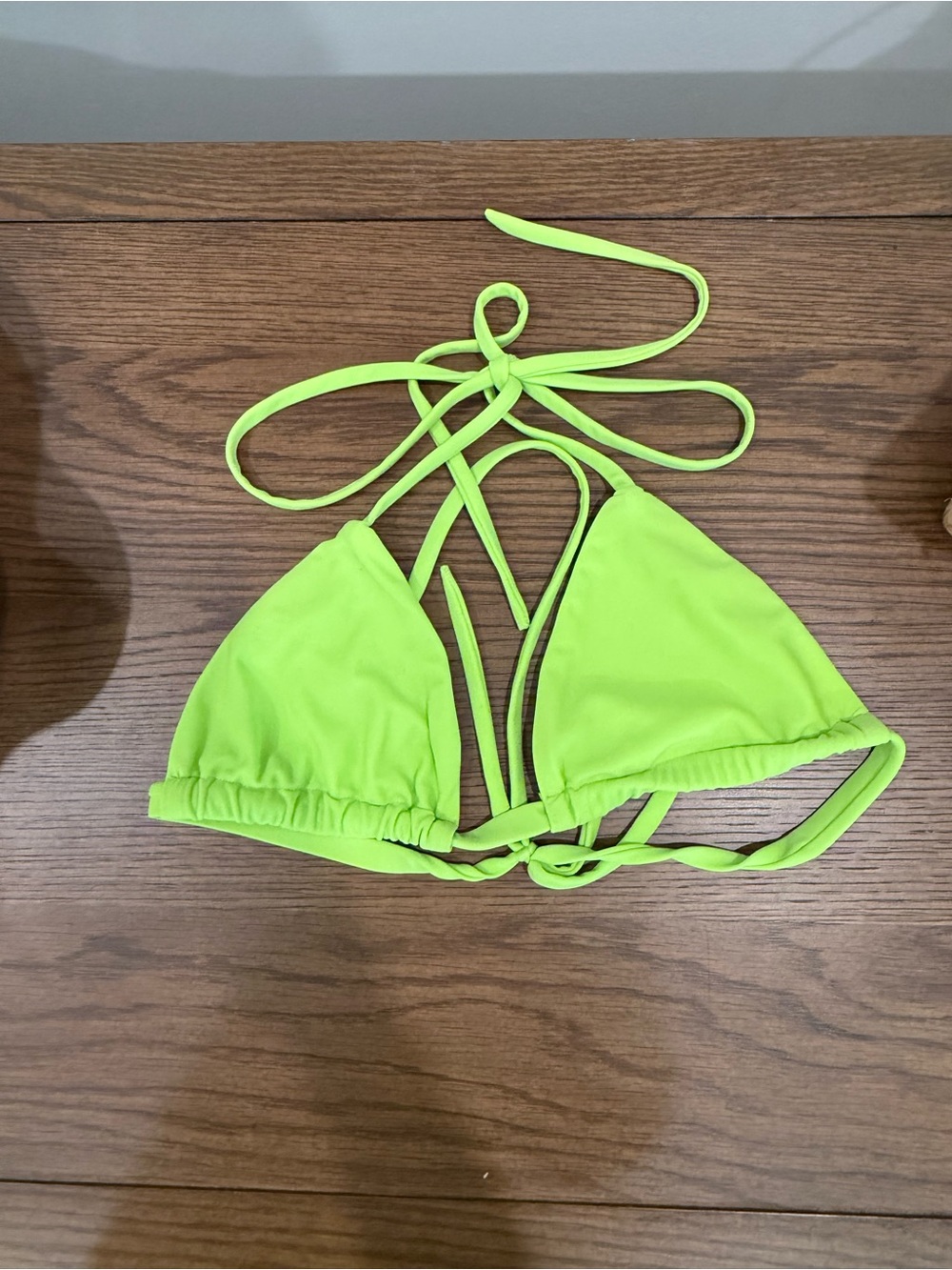 Montce Neon Lime String Triangle Bikini Top (M)